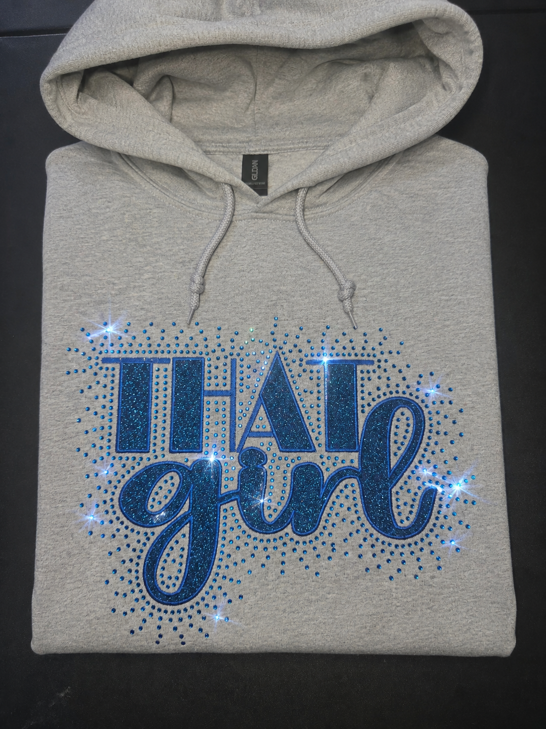 THAT Girl Embroidered Hoodie with rhinestones