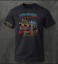 Black t-shirt with colorful 'North Hill' graphic design on a dark background